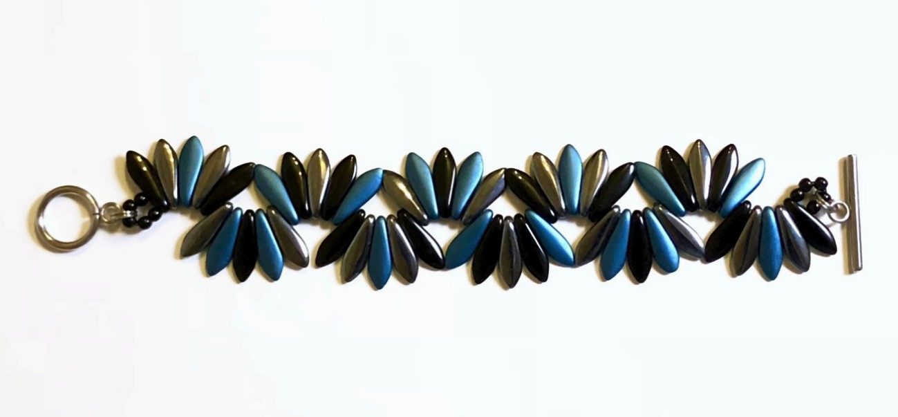 black silver blue bracelet top view straight justi blue e1529769355910