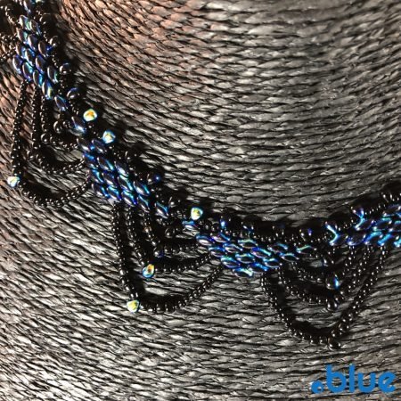 blue black superduo necklace zoom details