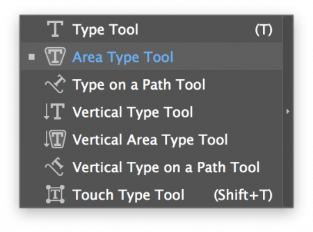 wybor tekstu akapitowego area type tool w illustratorze