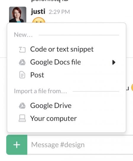 slack snippets popup